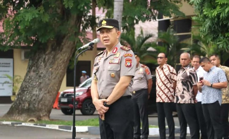 Kapolda Gorontalo Irjen Pol. Drs. Widodo, S.H., M.H. pimpin apel pagi (Foto/hmsPolda)
